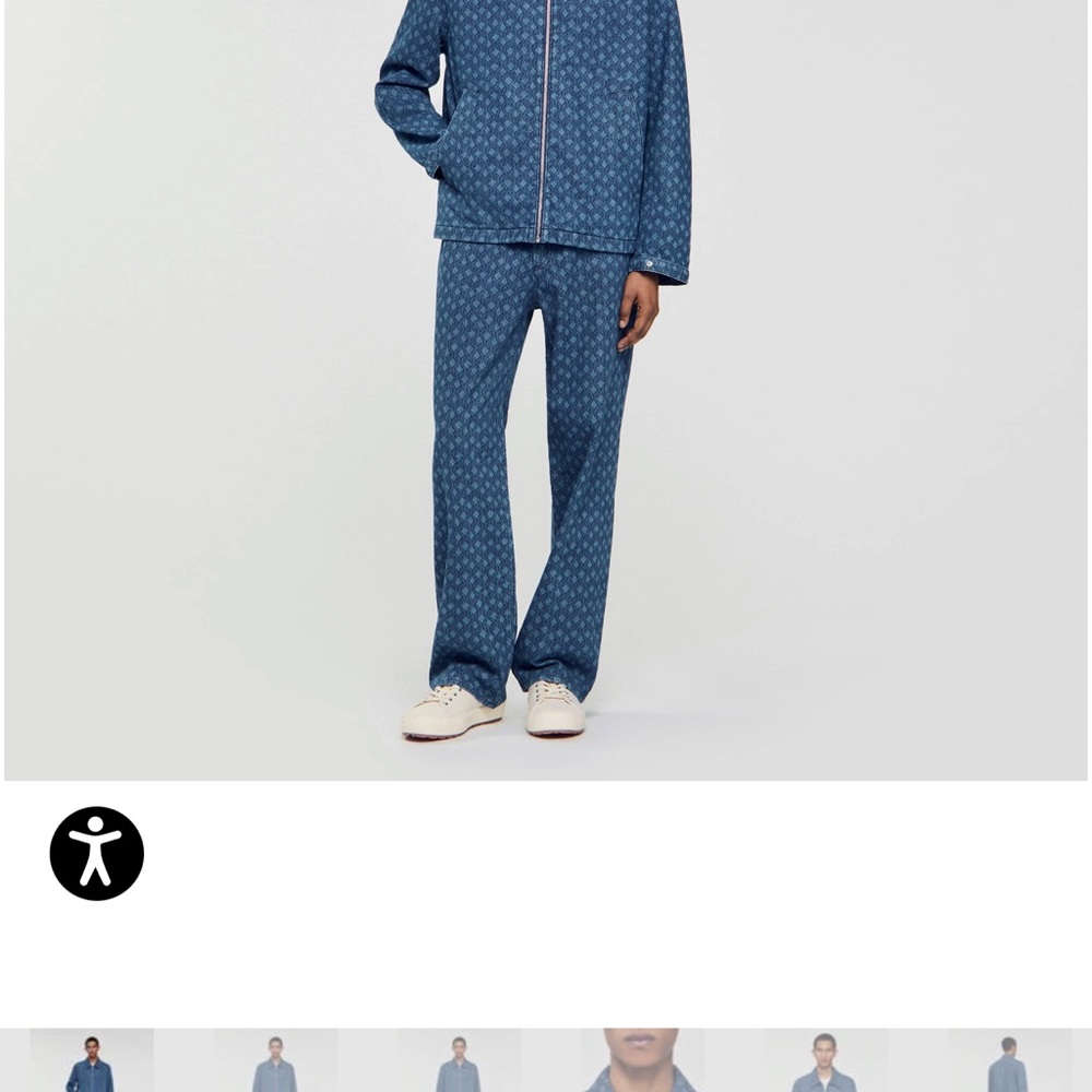 Sandro Indigo Patterned Jeans with Tan Patch